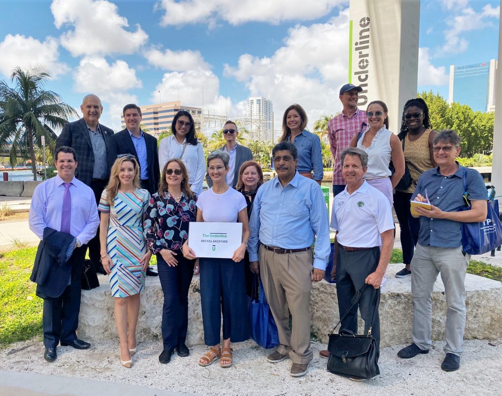 group of elected officials in Miami at the Underline park during a peer exchange event